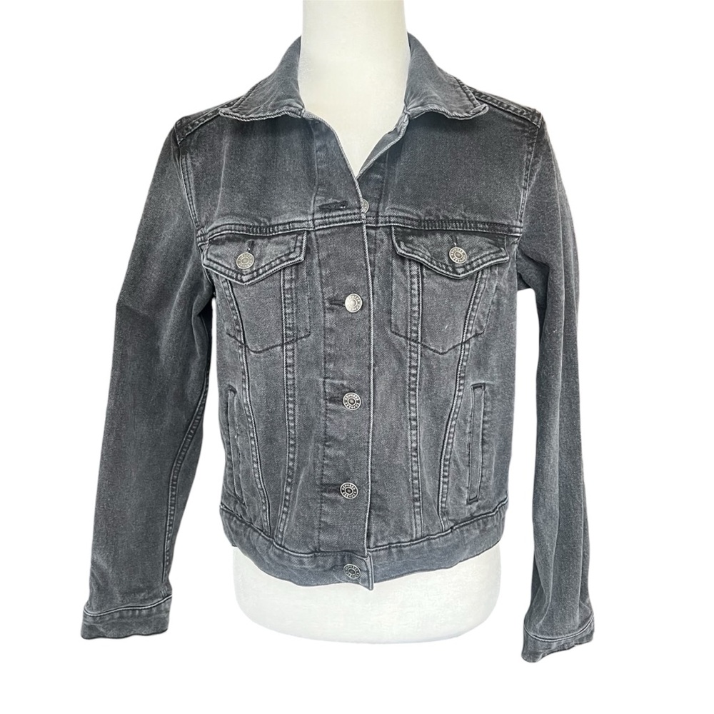 Express charcoal dark gray button up denim jean jacket Size Small